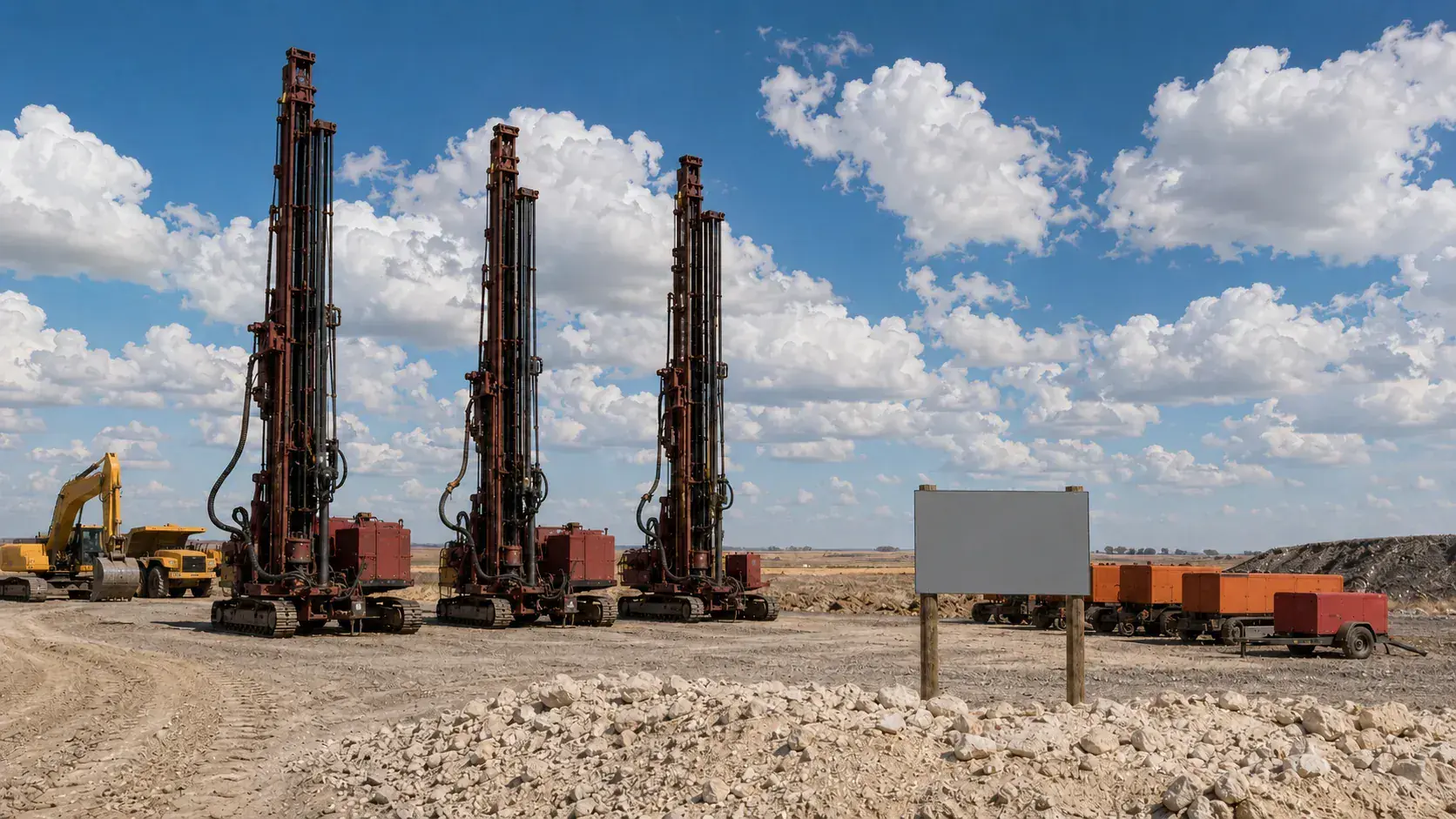 Exploration drill rigs on Mwalimu prospecting ground