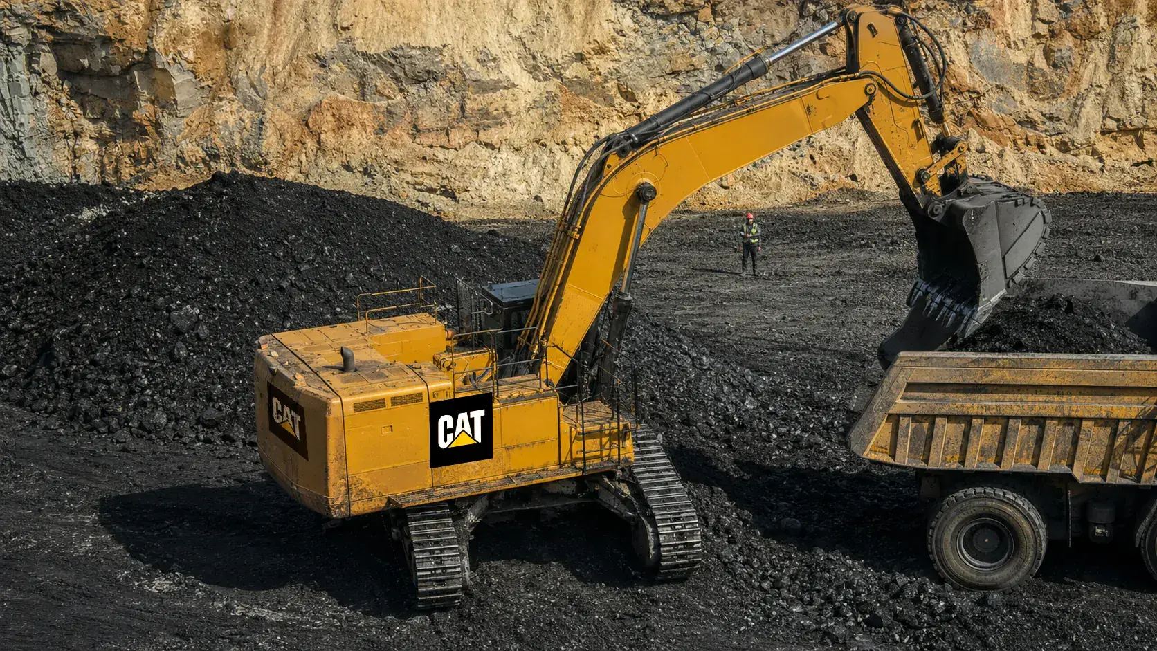 Excavator loading coal at the Mwalimu MMC Colliery
