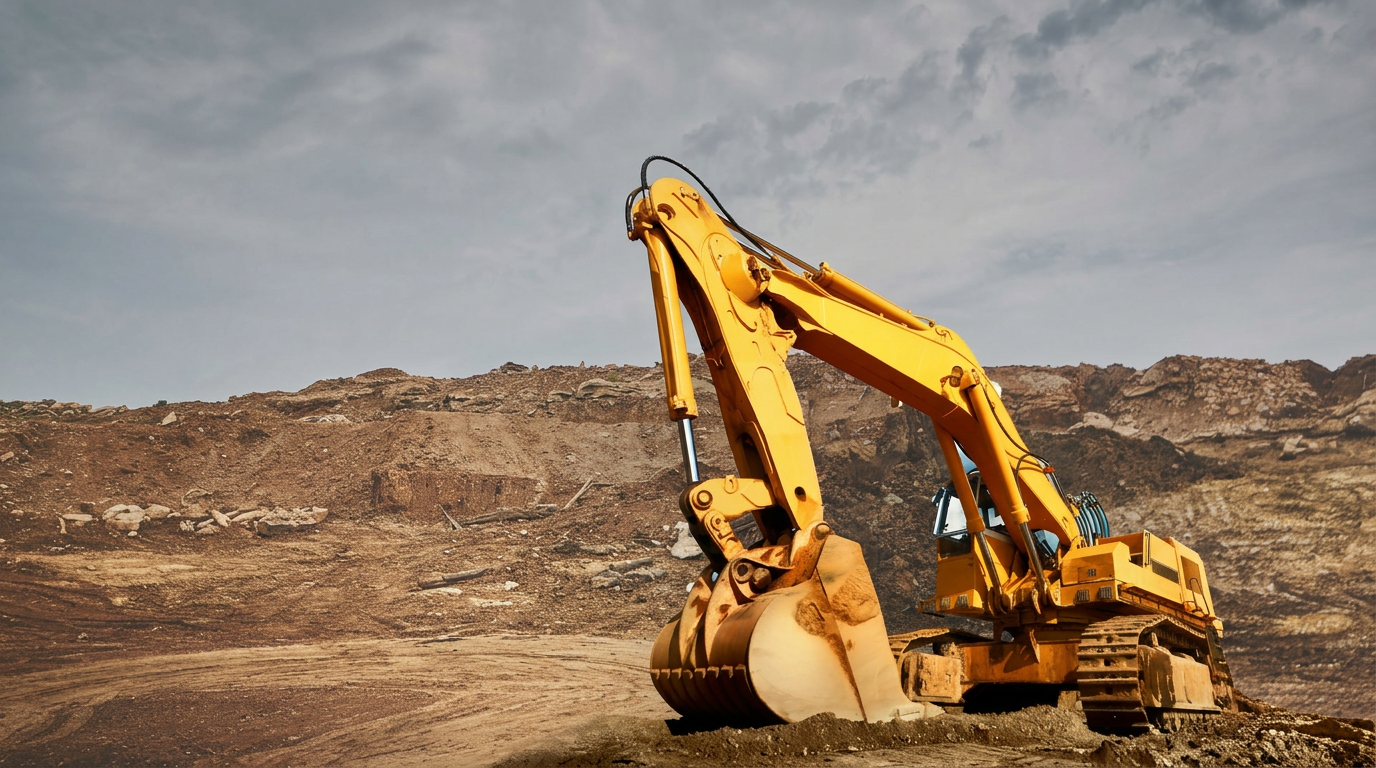 Hydraulic excavator working the open-cast pit at the Mwalimu MMC Colliery